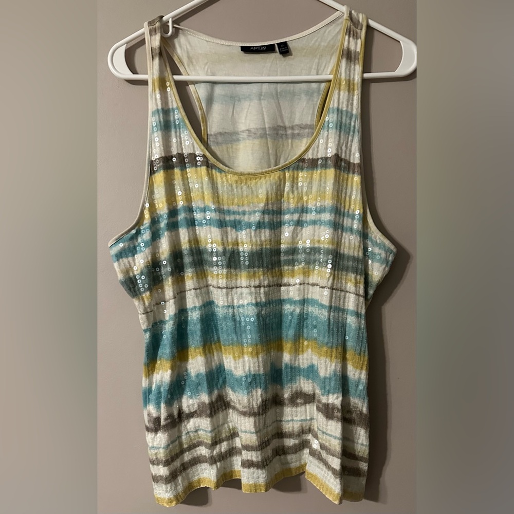 APT 9 Size XL Striped Sequin Tank Top